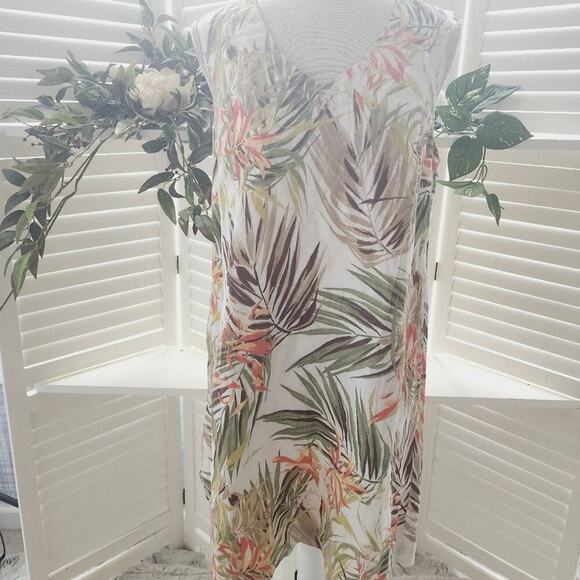 J.JILL NEW TROPICAL VNECK SLEEVELESS DRESS SIZE MEDP - Picture 1 of 8